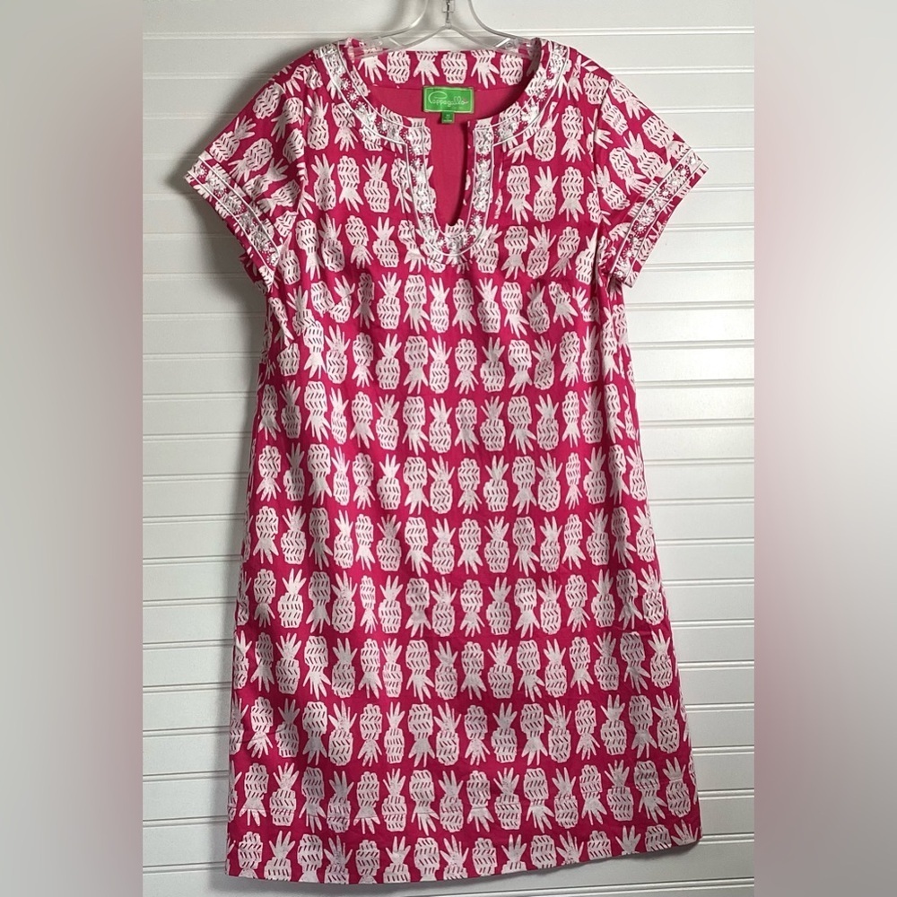 Pappagallo Pink& white Short Sleeve high
Midi Dress Barbiecore feminine size 16